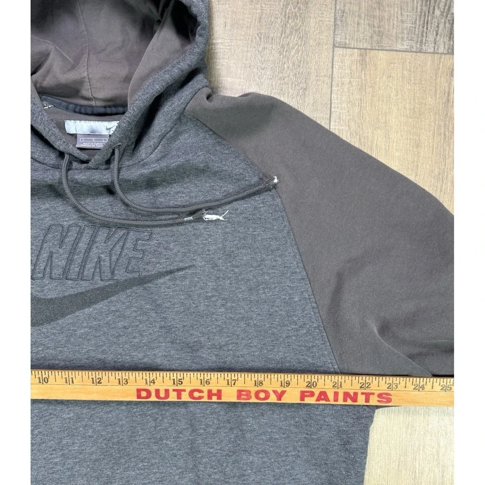 Vintage 00s Y2K Nike Spellout Center Swoosh Gray Brown Hooded Sweatshirt Large